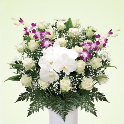 バラ供花(W)【BKW240】高さ75cm×幅70cm