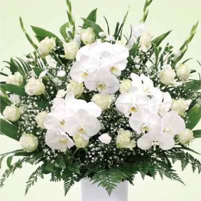 バラ供花(W)【BKW360】高さ90cm×幅90cm