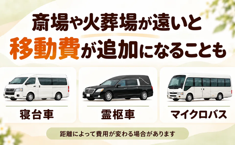 宮前区の斎場や火葬場が遠いときに追加になる移動費(寝台車・霊柩車・マイクロバス)