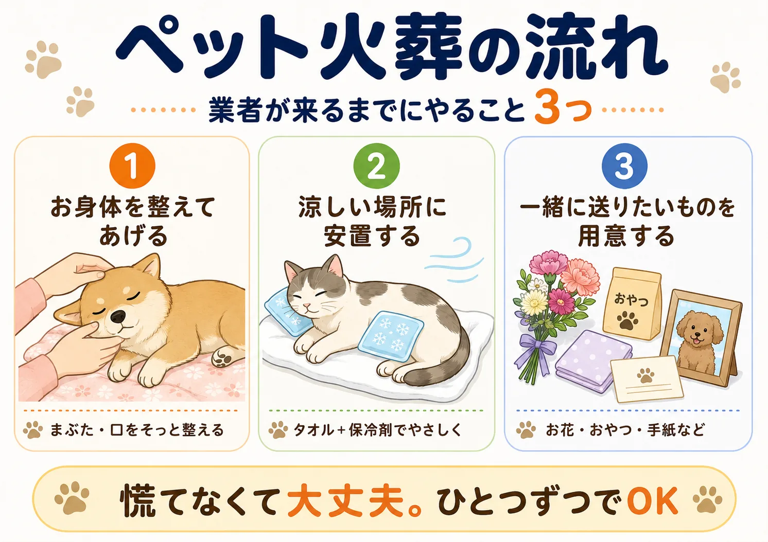 ペット火葬の流れについて(業者が来るまでにやること3つ)