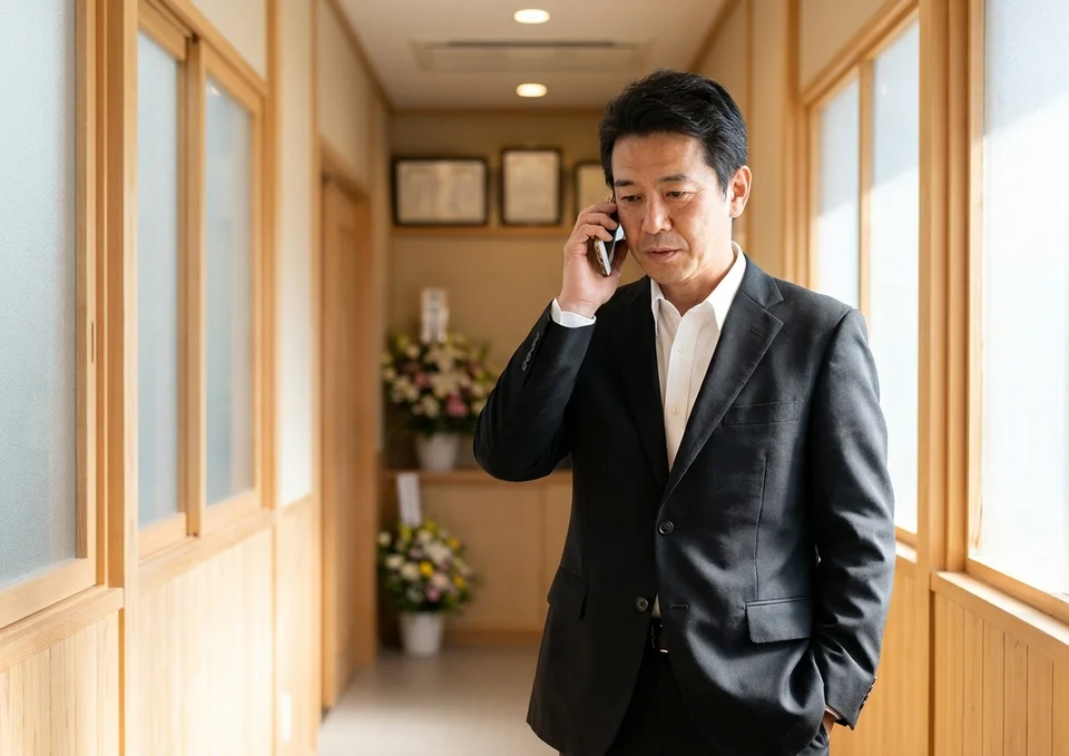 お客様からの電話に直接応対する葬儀社のスタッフ