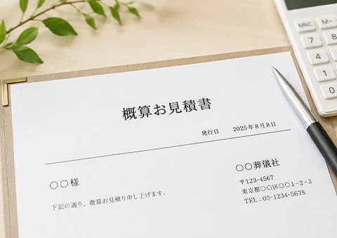 事前相談で提示された柏市の葬儀費用の概算お見積書