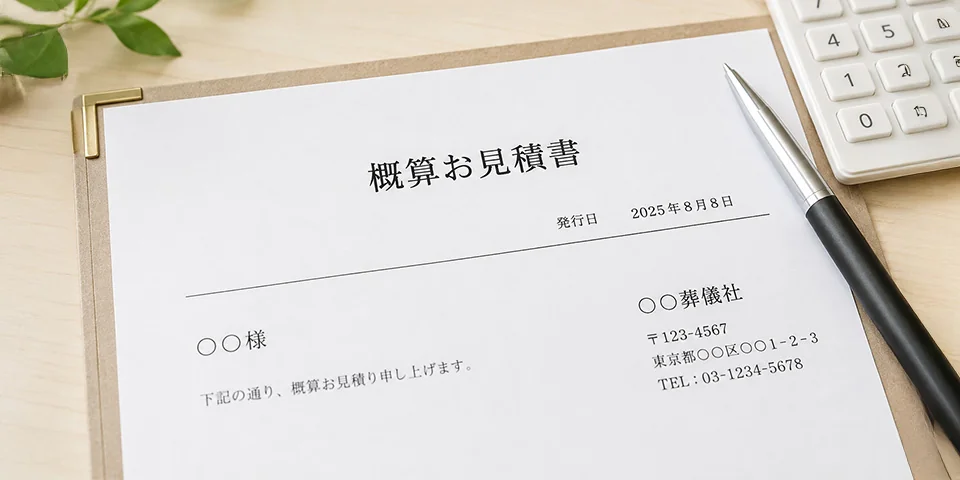 事前相談で提示された柏市の葬儀費用の概算お見積書
