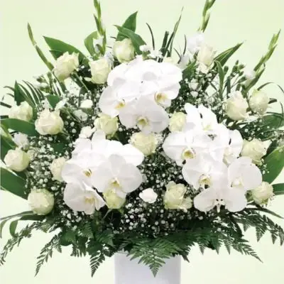 バラ供花(W)【BKW360】高さ90cm×幅90cm